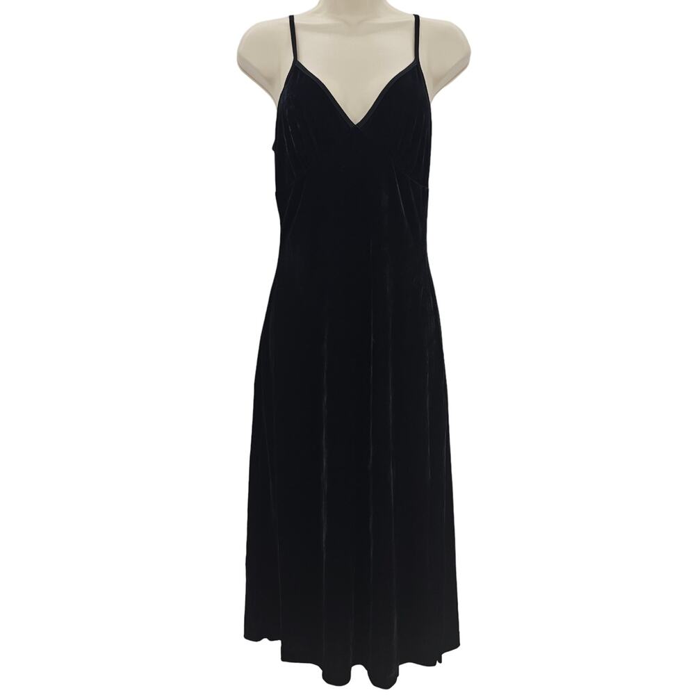 Band Of The Free Womans size S Girl Crush Black Velvet Midi Dress Tie Back NEW